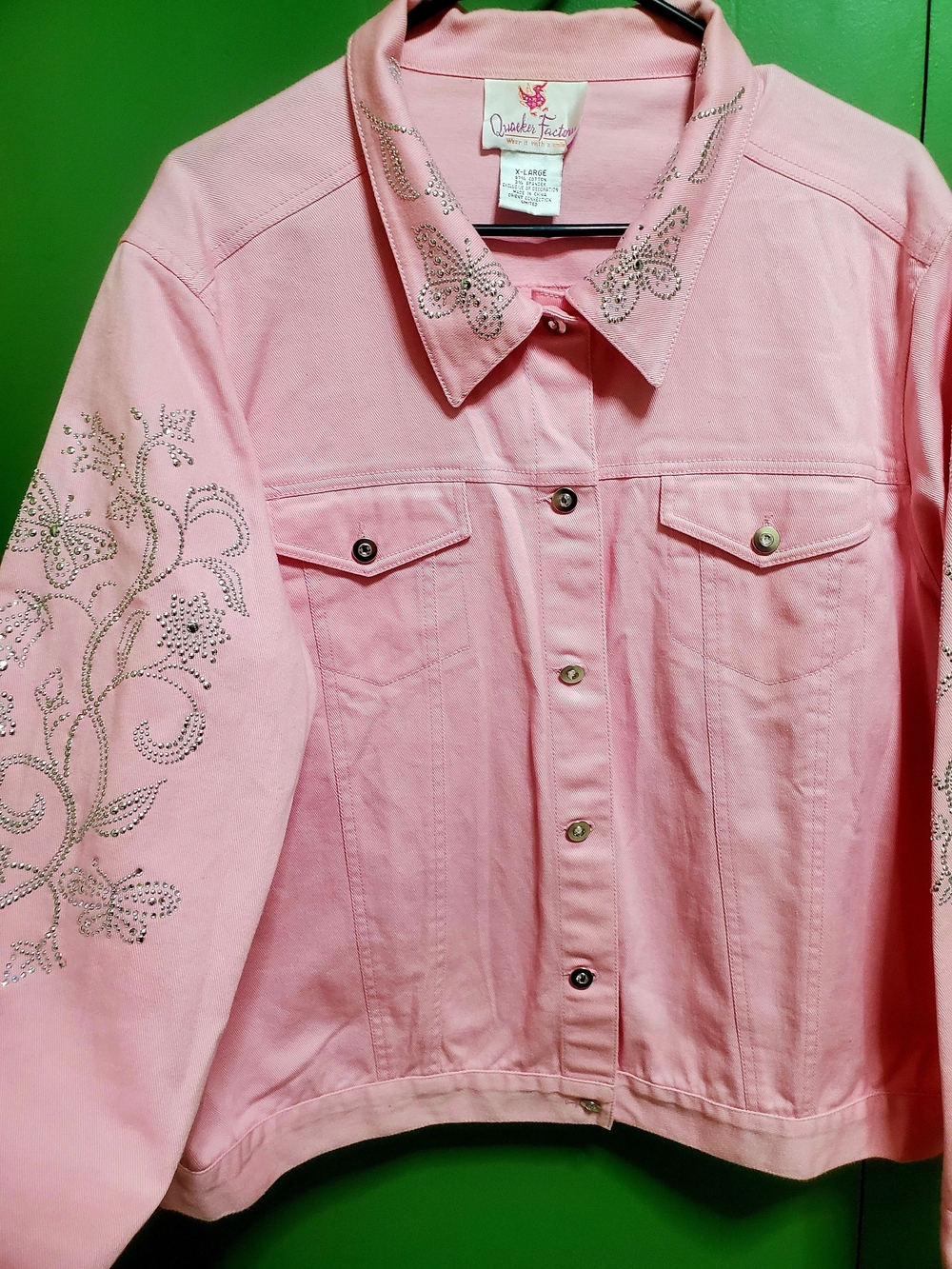 Quacker Factory Pink Embellished Jean Jacket
